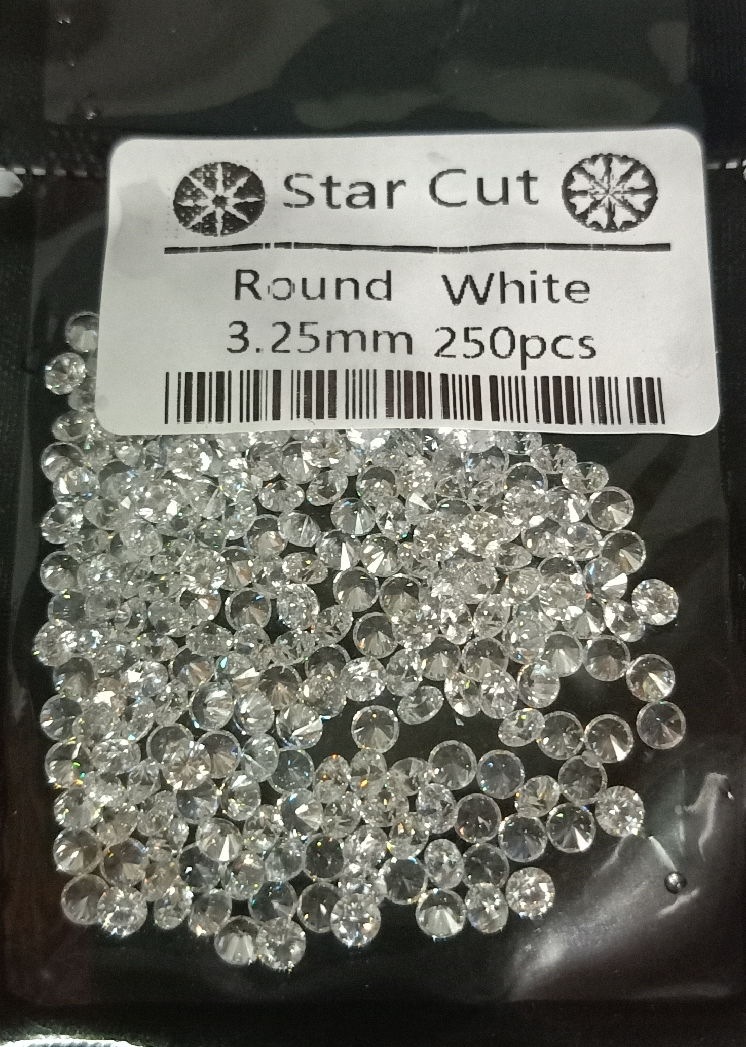 CZ 3,25MM WHITE STAR CUT (250 pcs)