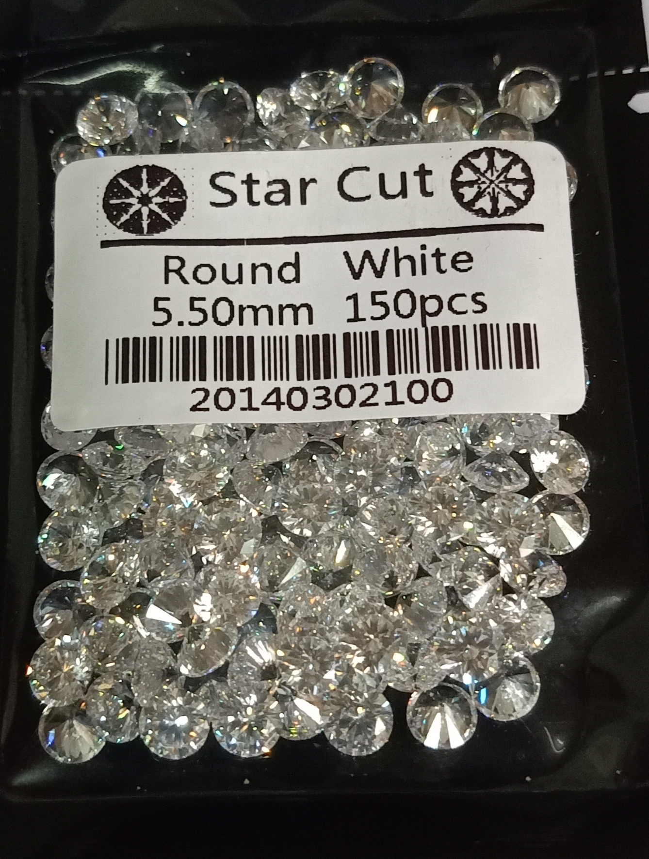 CZ 5,5MM WHITE STAR CUT (150 pcs)