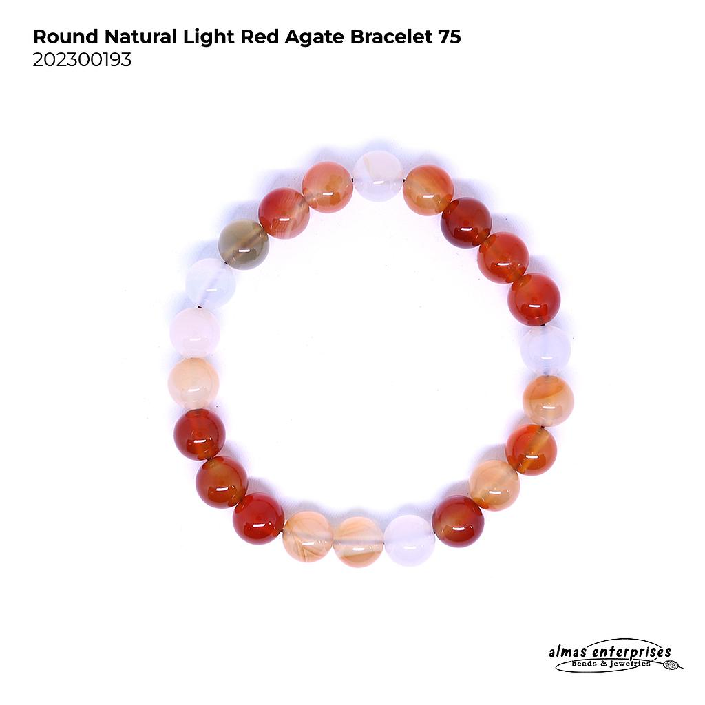 Round Natural Lt.Red Agate Bracelet