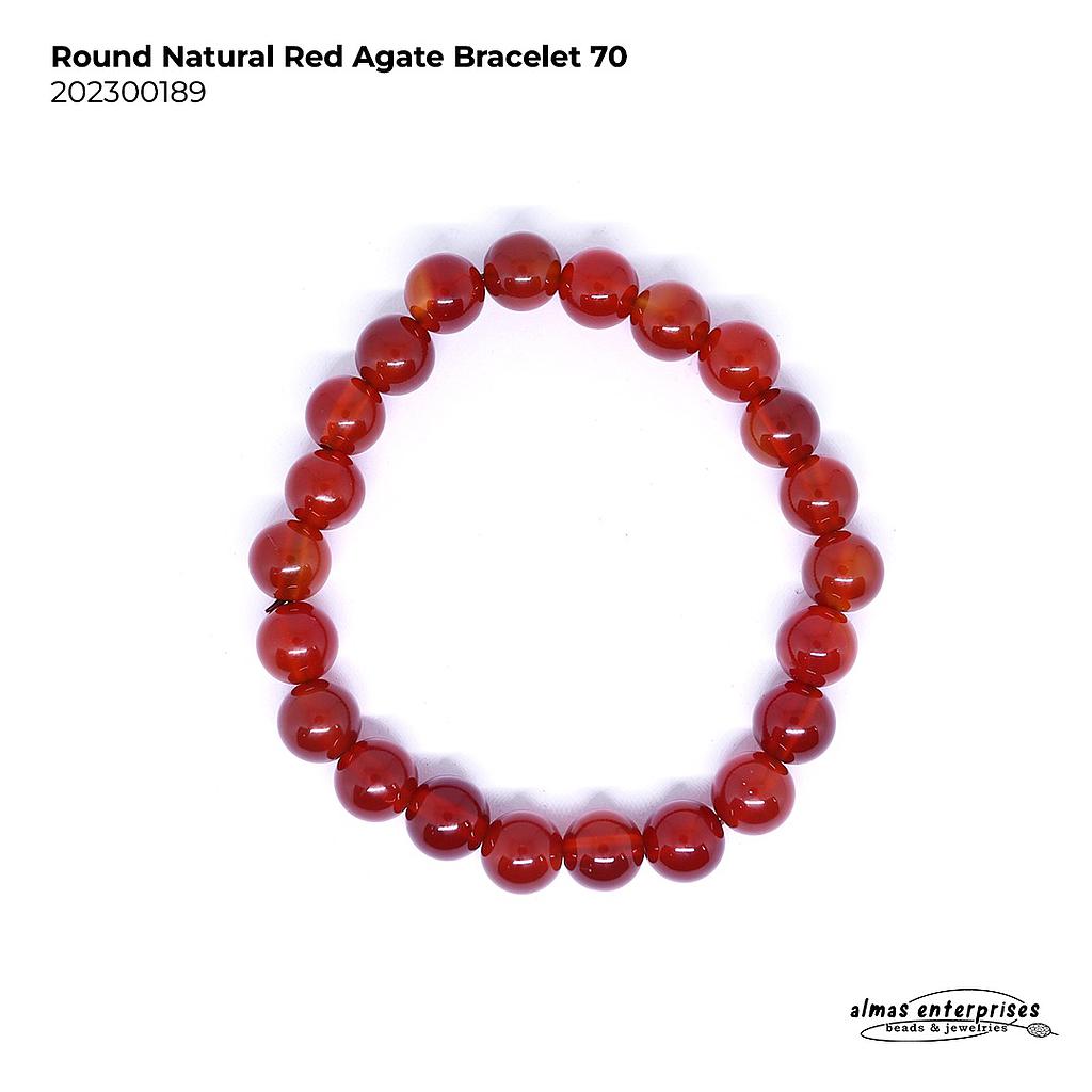 Round Nat Red Agate Bracelet