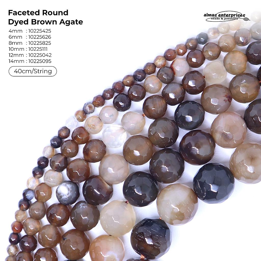 Faceted Round D.Brown Agate