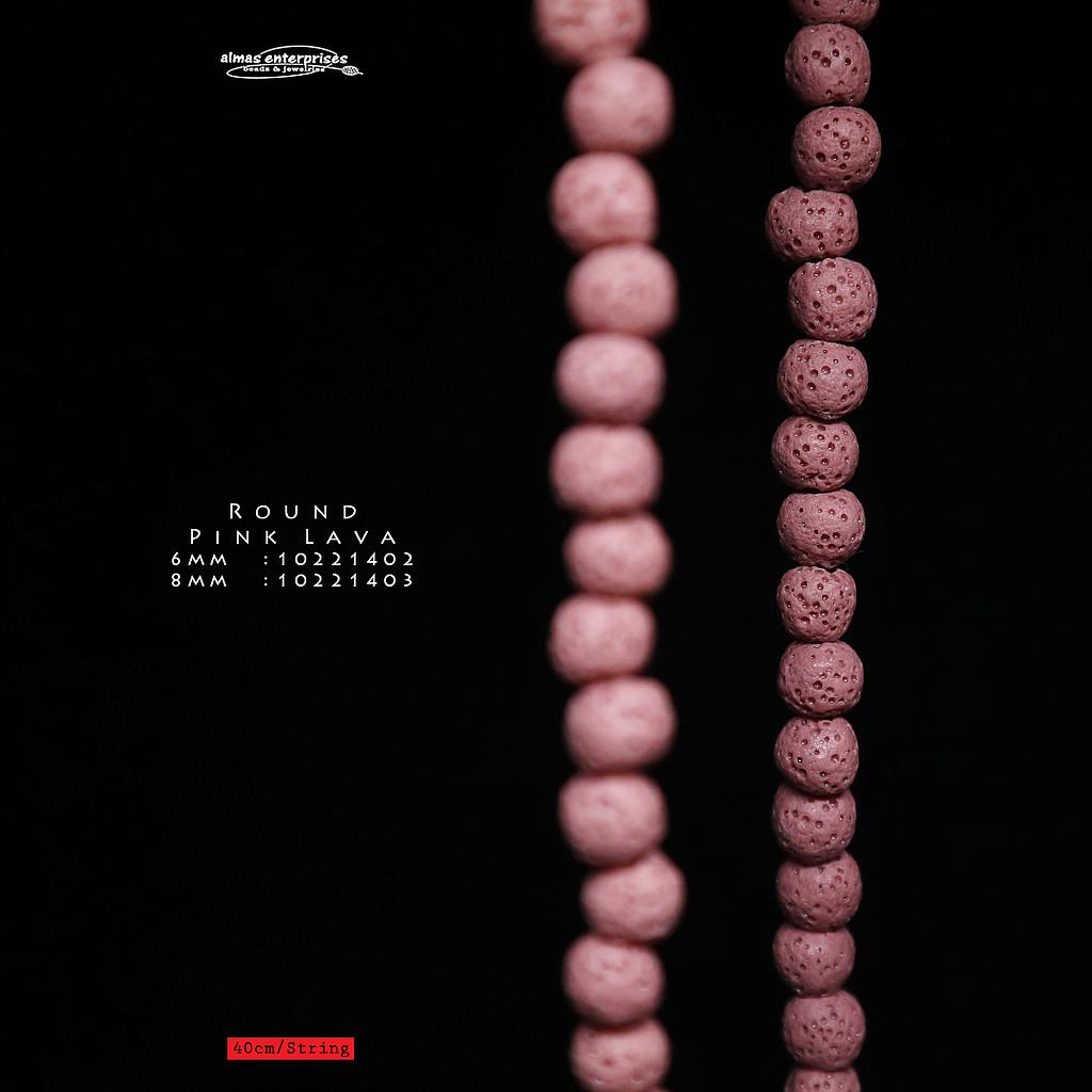 Round Pink Lava Beads
