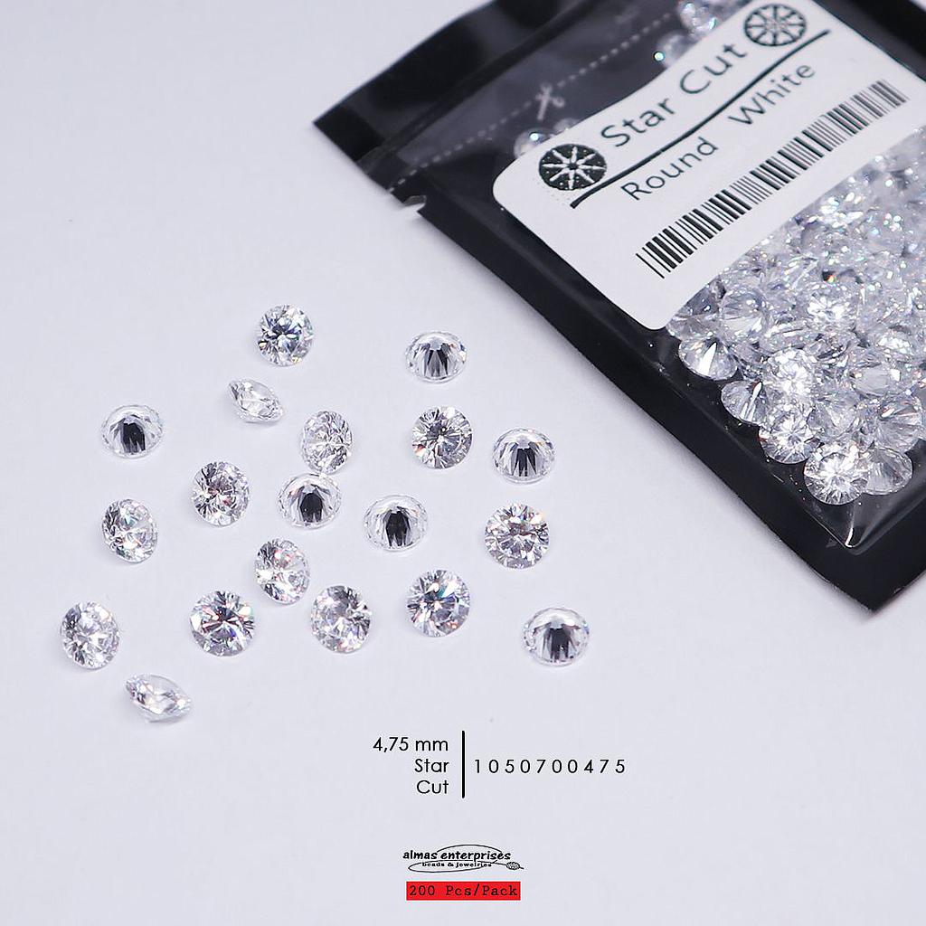 CZ 4,75MM WHITE STAR CUT (200 pcs)