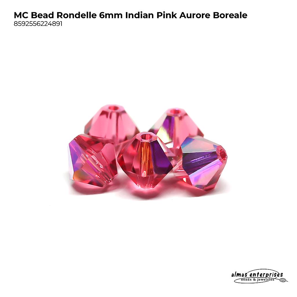 MC Bead Rondelle 6mm Indian Pink AB