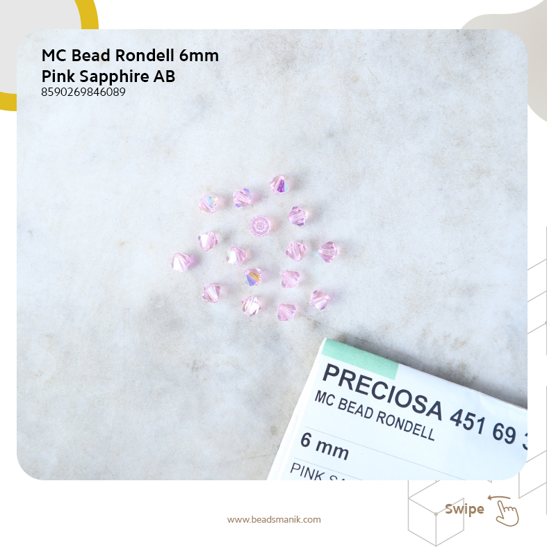 MC Bead Rondelle 6mm pink sapph AB