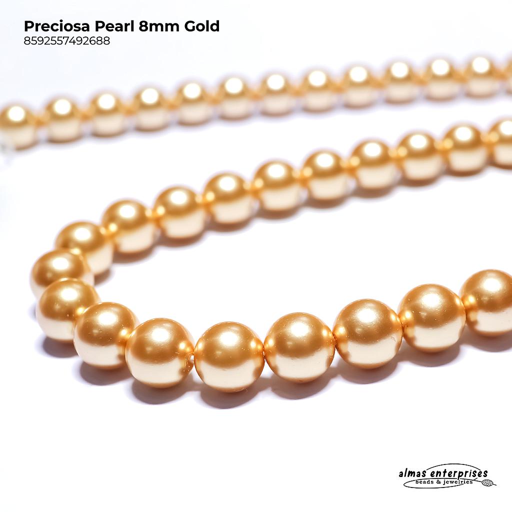 Preciosa Pearl 8mm Gold