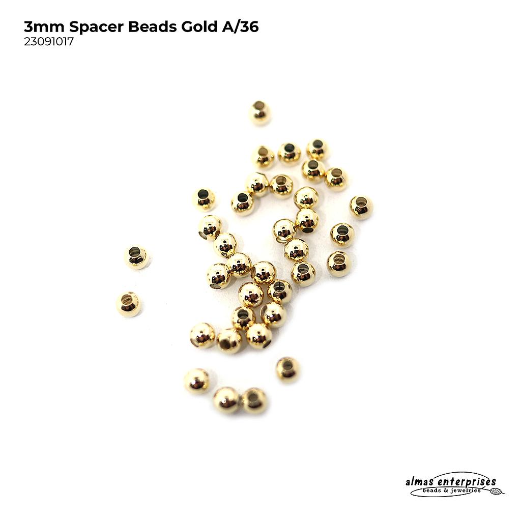 3mm Spacer Beads Gold/36pcs