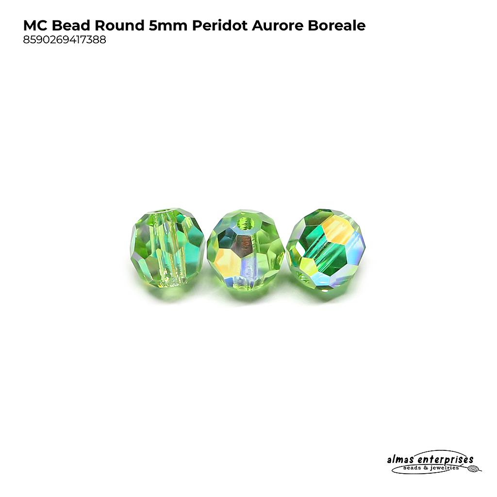 MC Bead Round 5mm Peridot AB