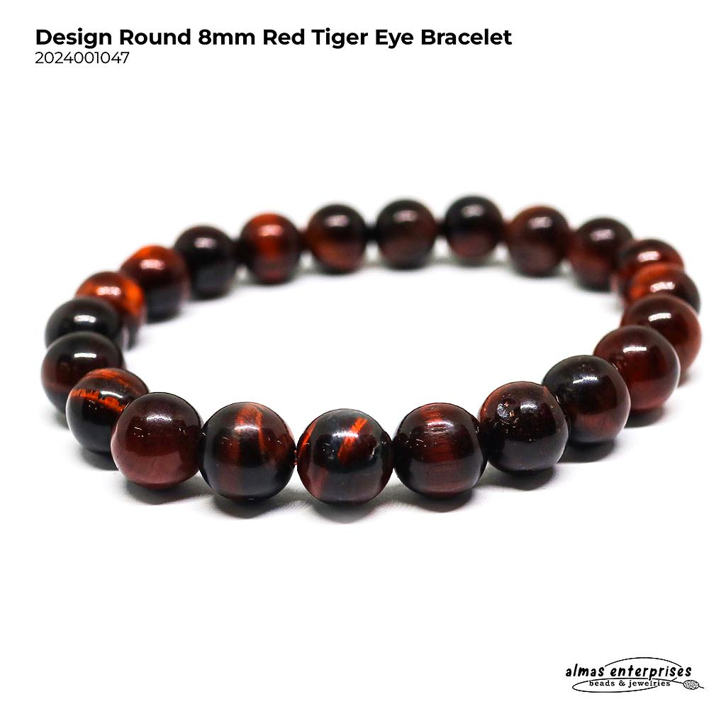 Design Round Red Tiger Eye Bracelet