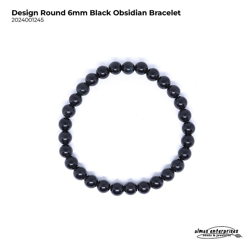 Design Round Black Obsidian Bracelet