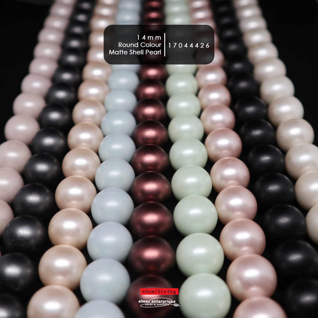 Rd 14mm Matte Col Shell Pearl