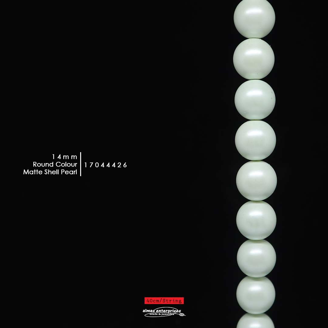 Rd 14mm Matte Col Shell Pearl