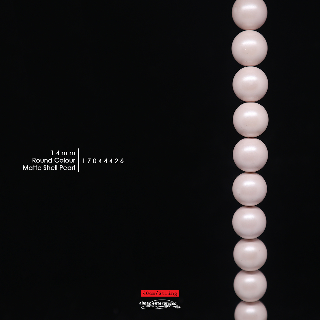 Rd 14mm Matte Col Shell Pearl