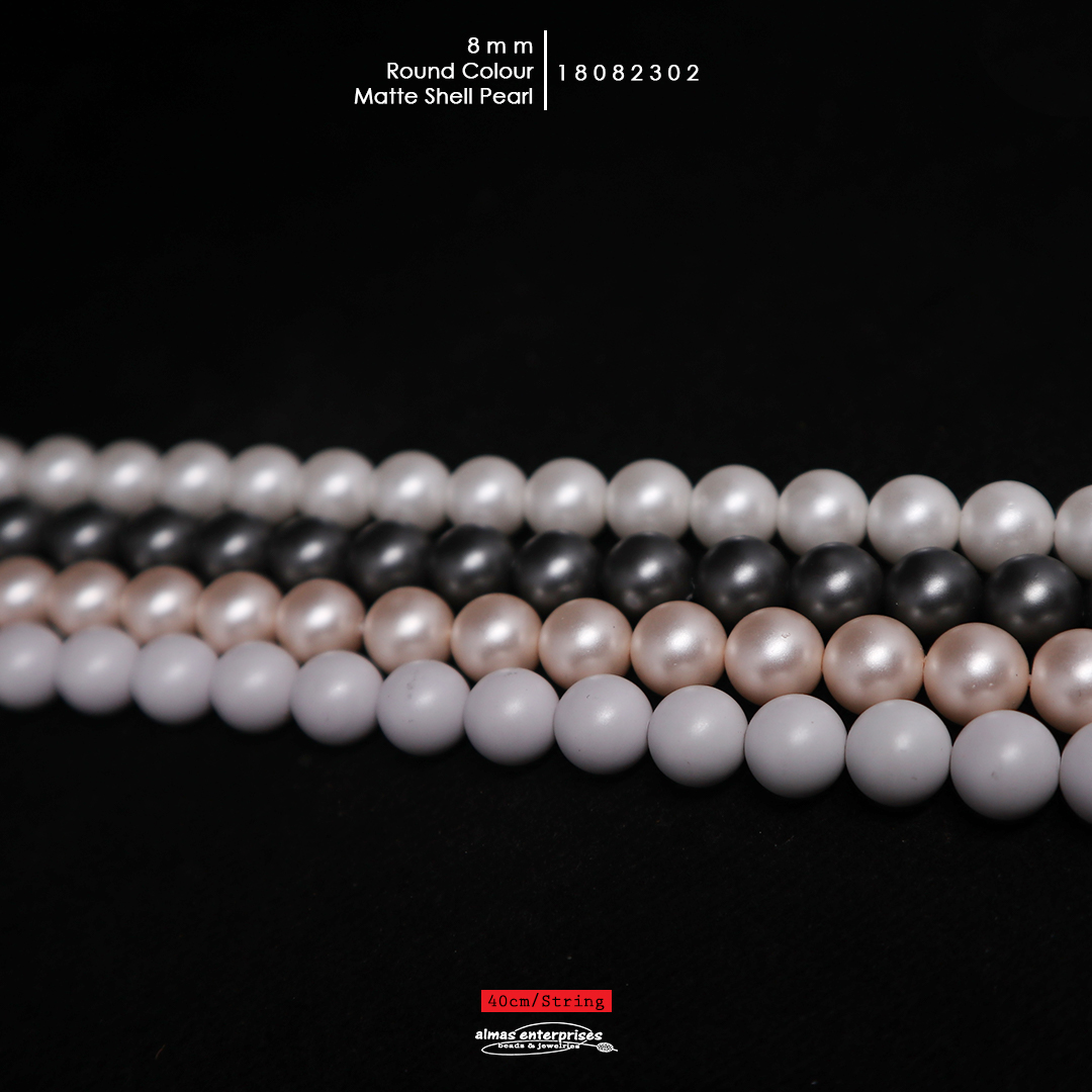 Rd 8mm Matte Col Shell Pearl