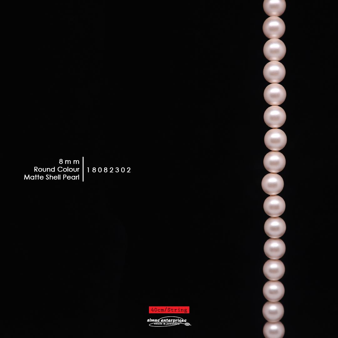 Rd 8mm Matte Col Shell Pearl