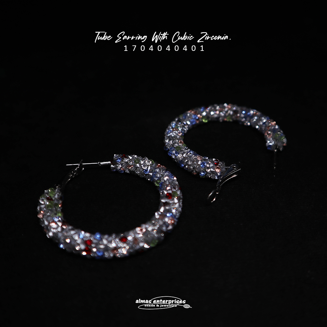 Tube Earring With CZ