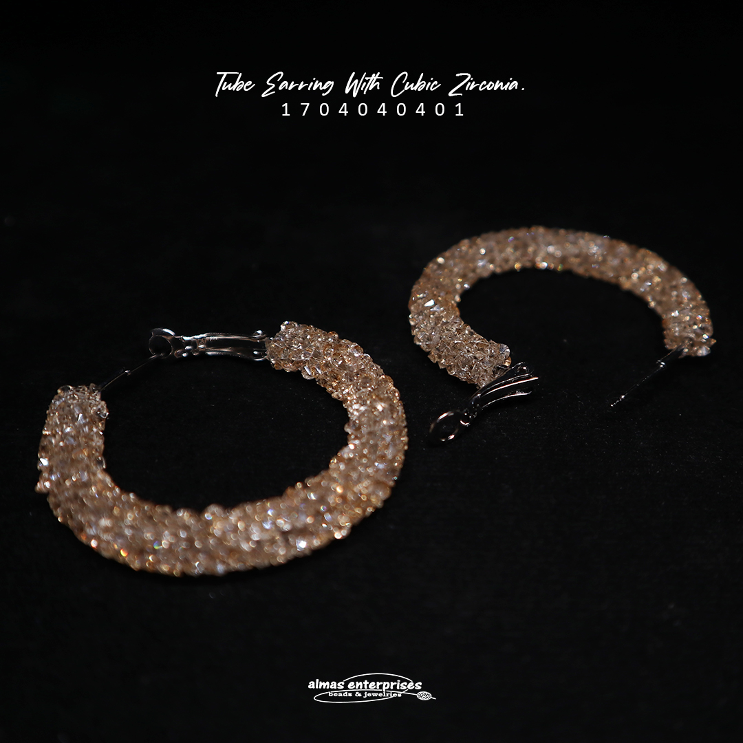 Tube Earring With CZ