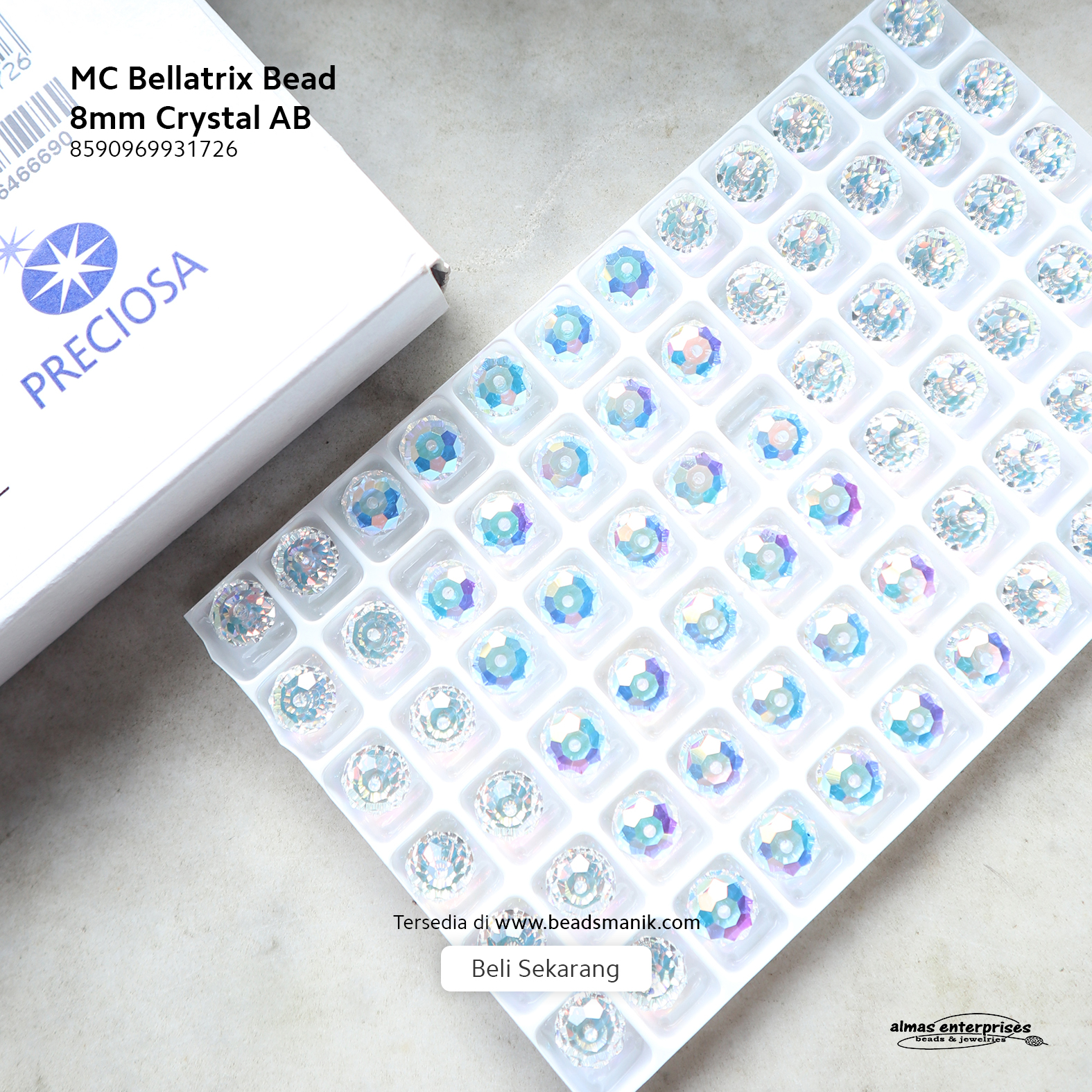 MC Bellatrix Bead 8mm Crystal AB