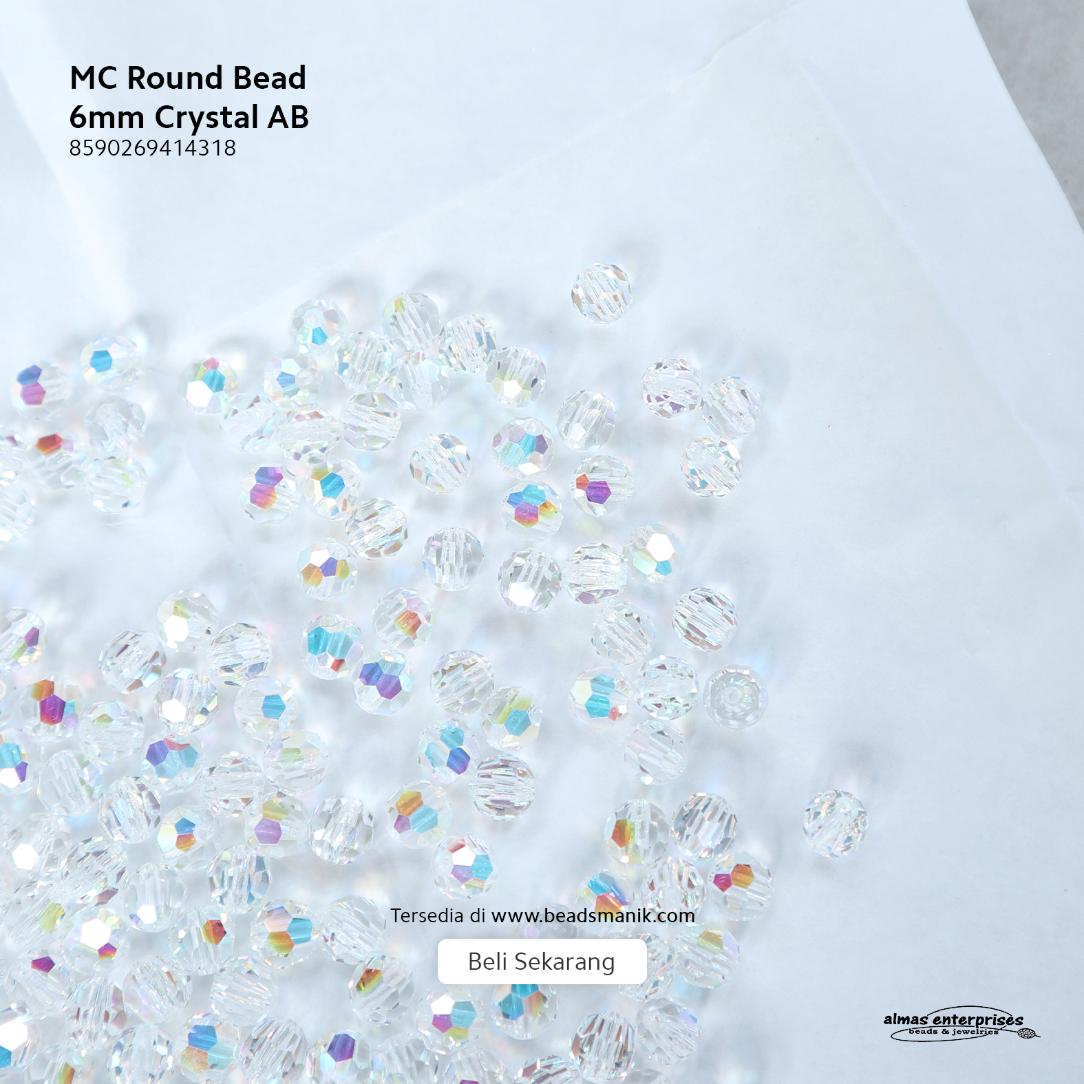 MC Bead Round 6mm Crystal AB