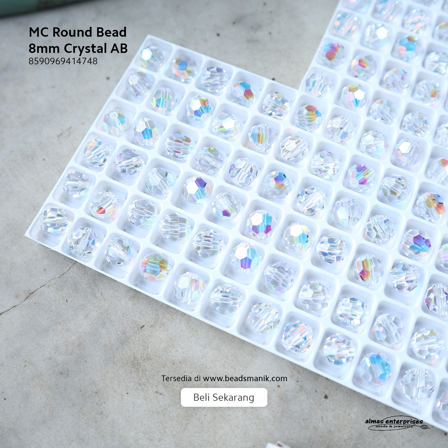 MC Bead Round 8mm Crystal AB