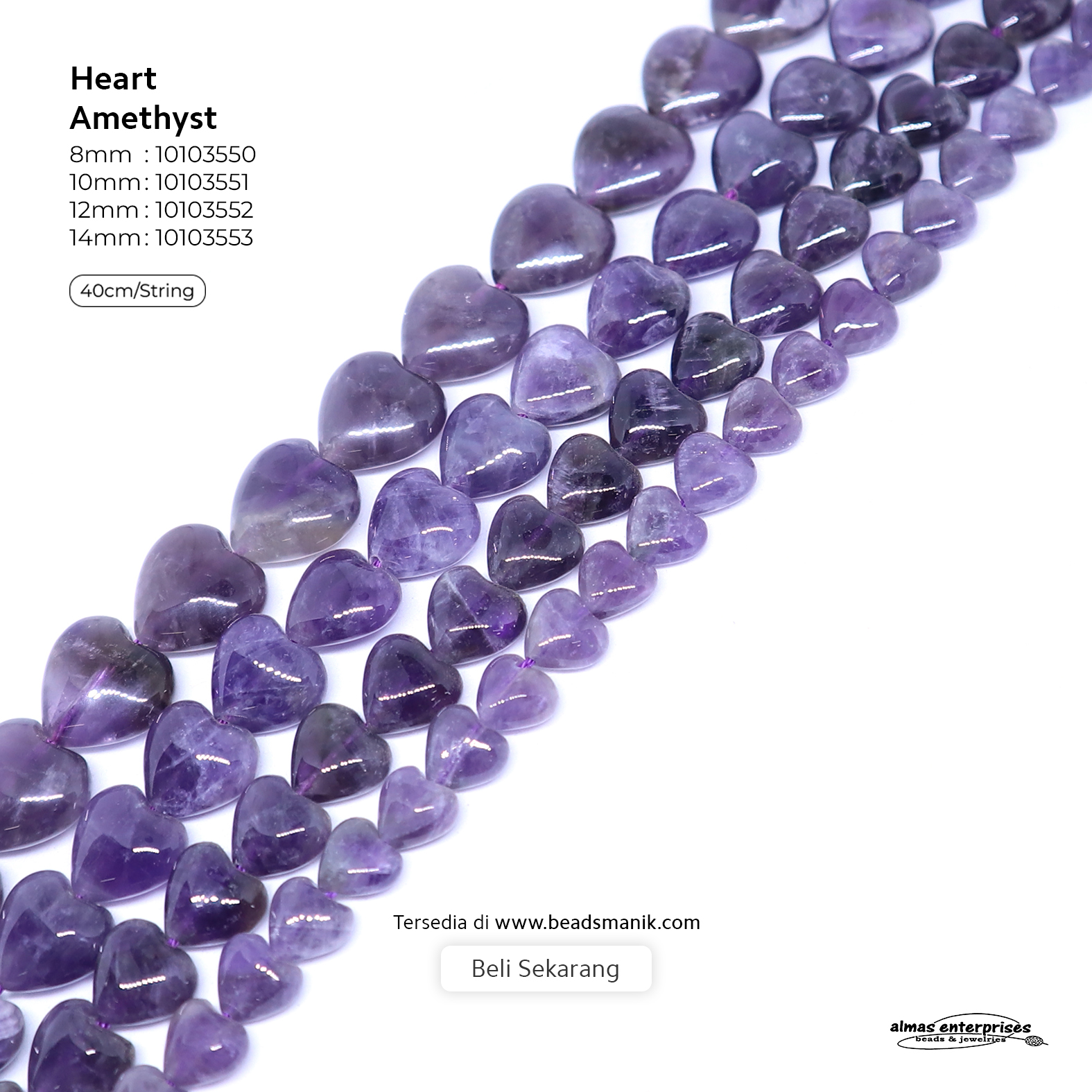 Heart 8mm Amethyst