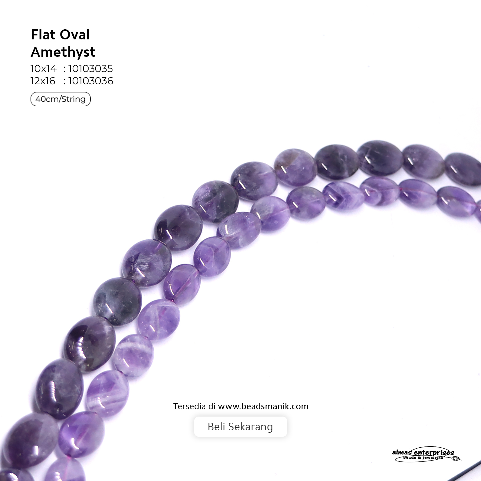 Flat Oval 12x16 Amethyst