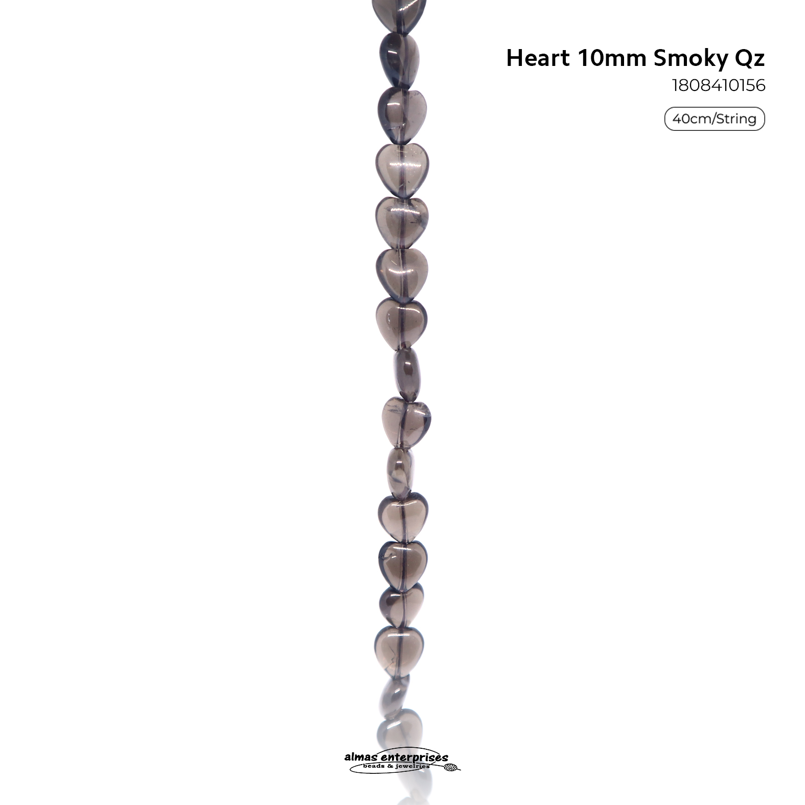 Heart 10mm Smoky Qz