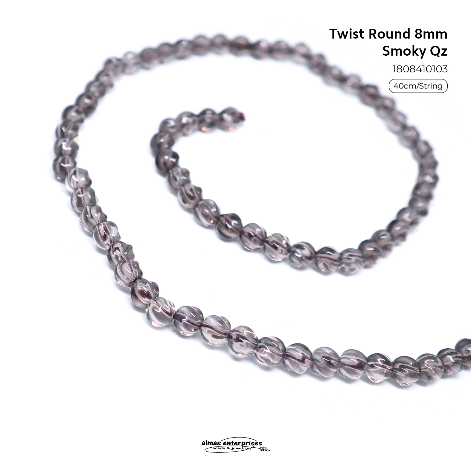 Twist Rd 8mm Smoky Qz