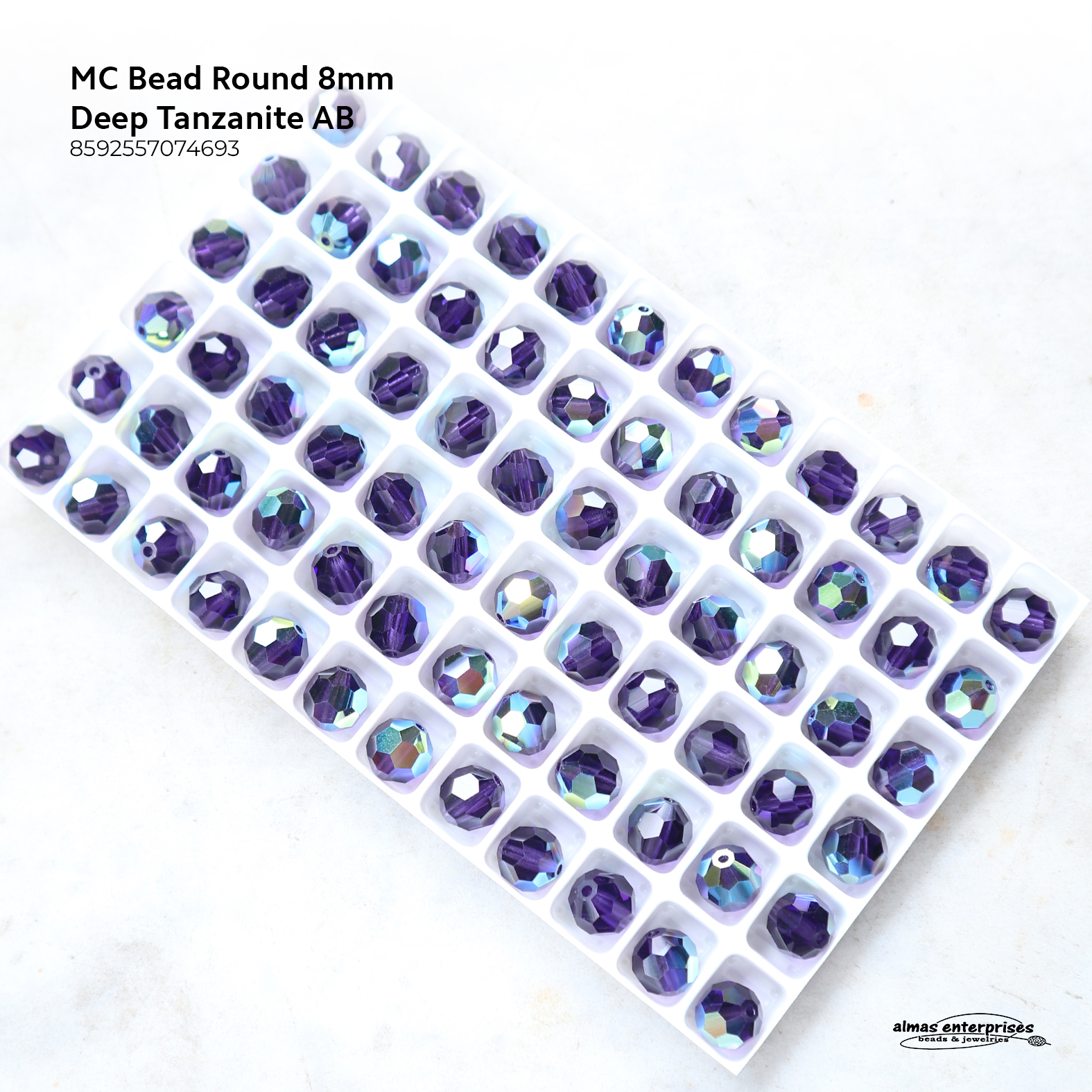 MC Bead Round 8mm Deep Tan AB