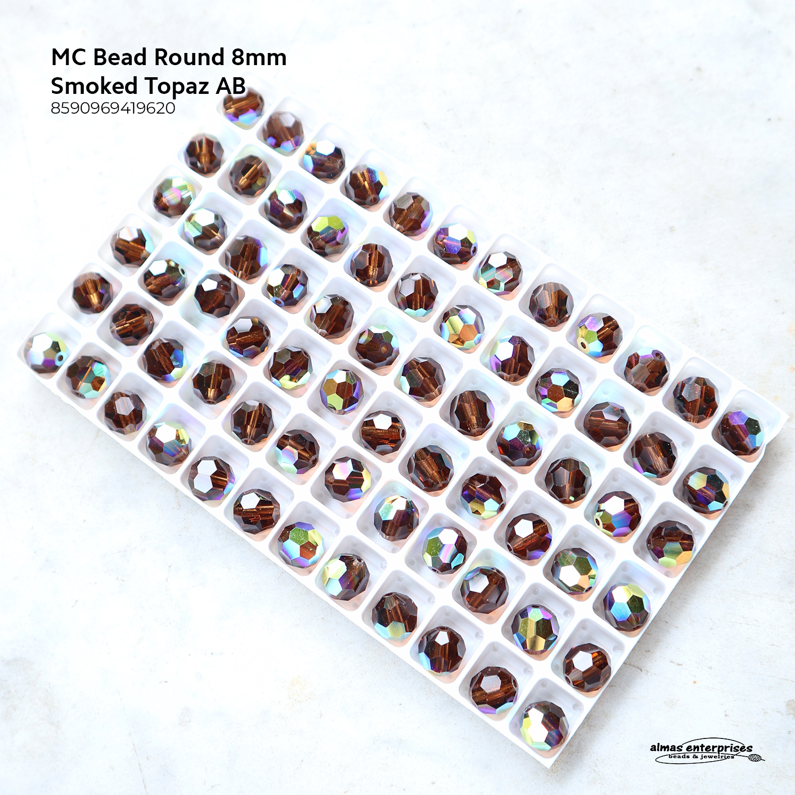 MC Bead Round 8mm Smoke Topaz AB