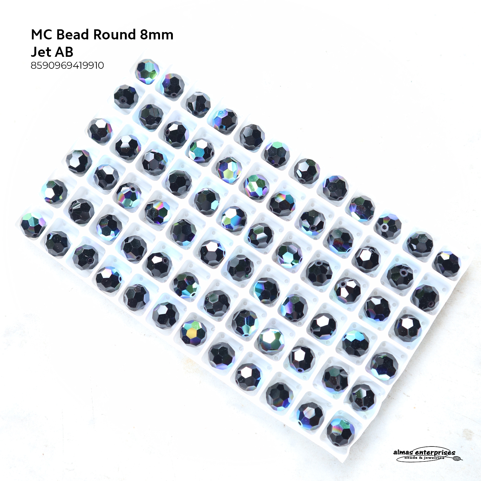 MC Bead Round 8mm Jet AB