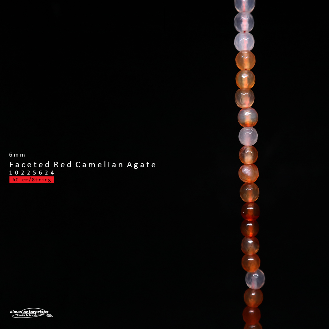 Faceted Round Red Carnelian Agt