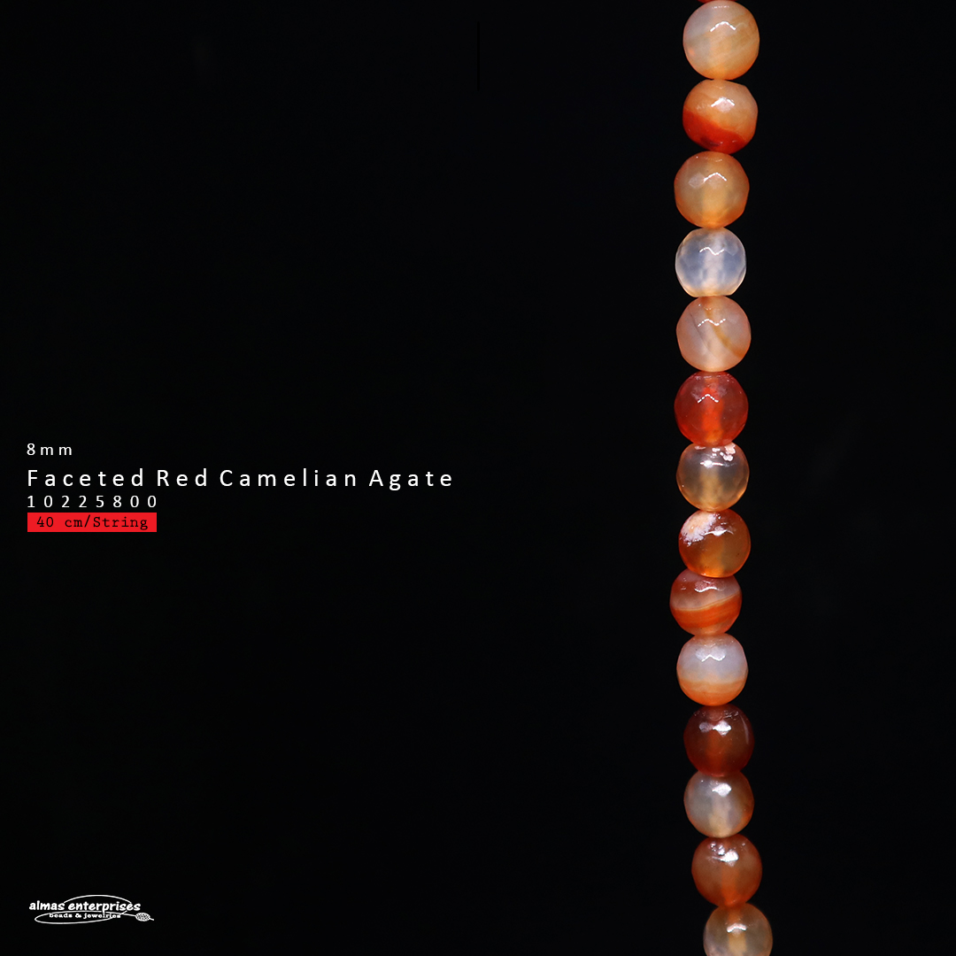 Faceted Round Red Carnelian Agt