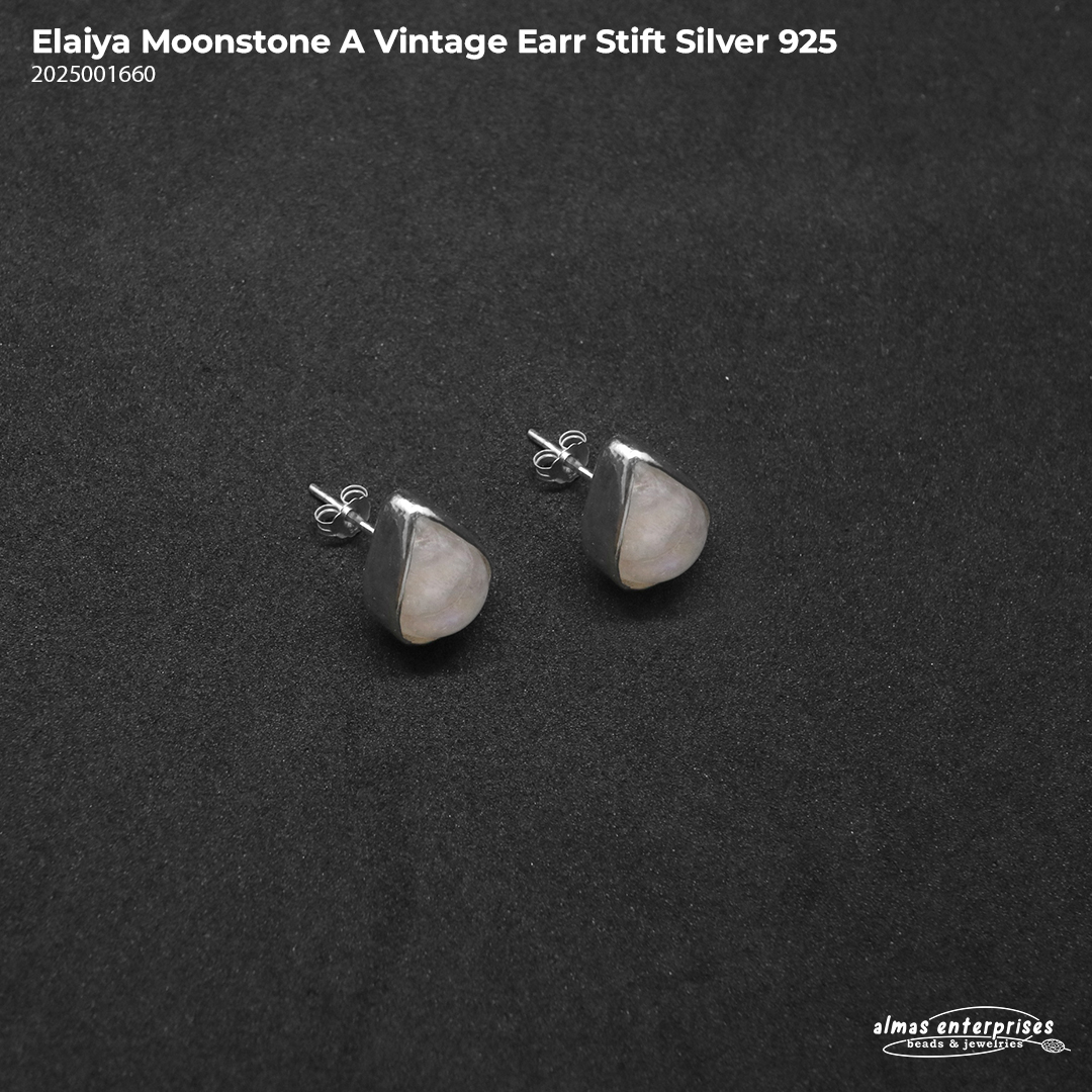 Elaiya Moon Stone Vintage Earr Stift Silver 925