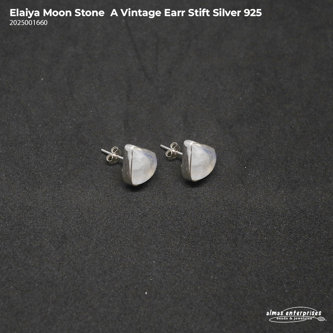 Elaiya Moon Stone Vintage Earr Stift Silver 925
