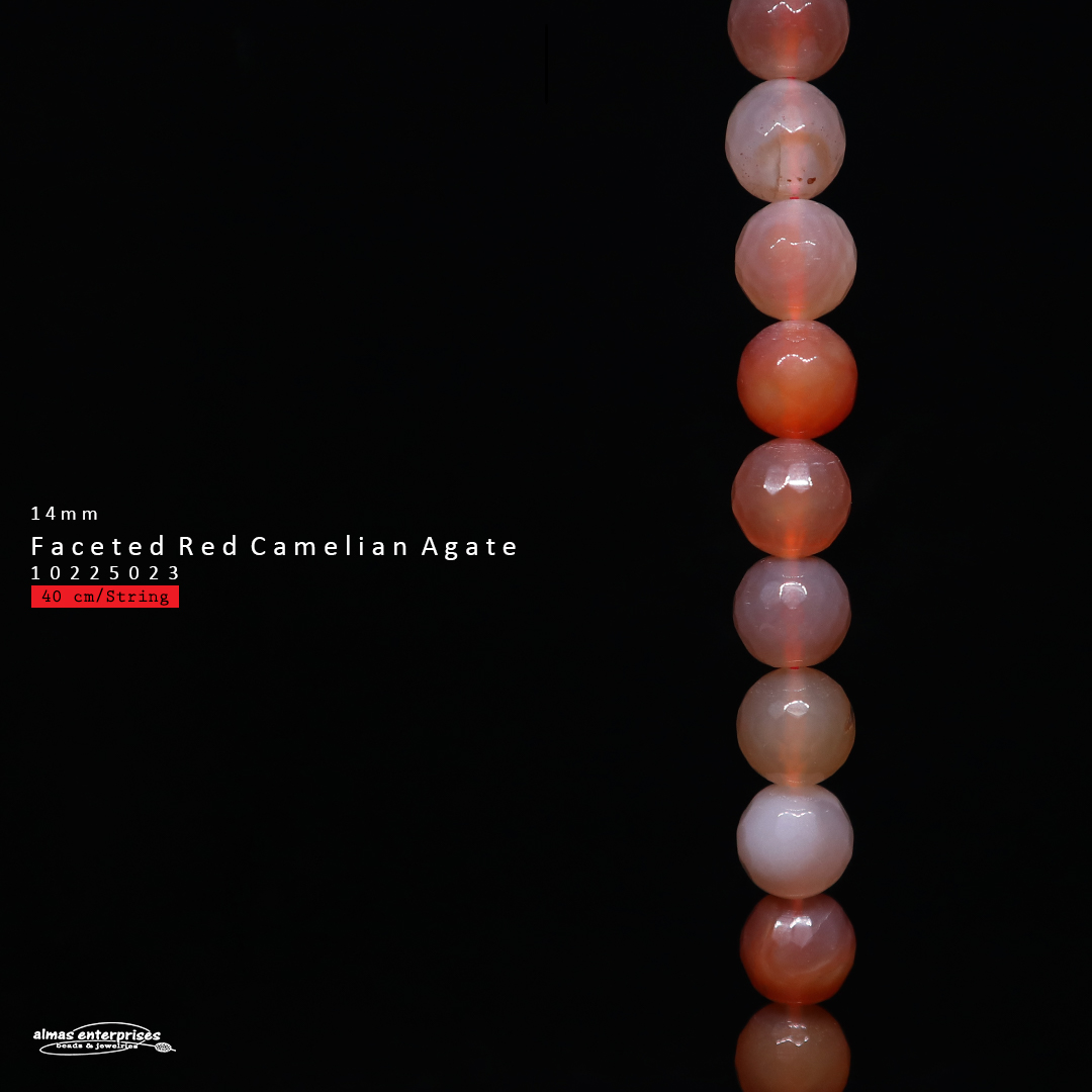 Faceted Round Red Carnelian Agt