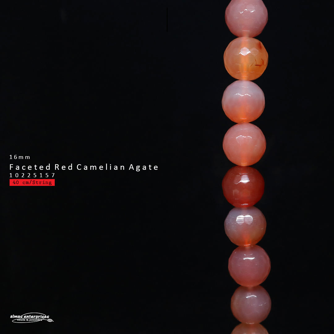 Faceted Round Red Carnelian Agt