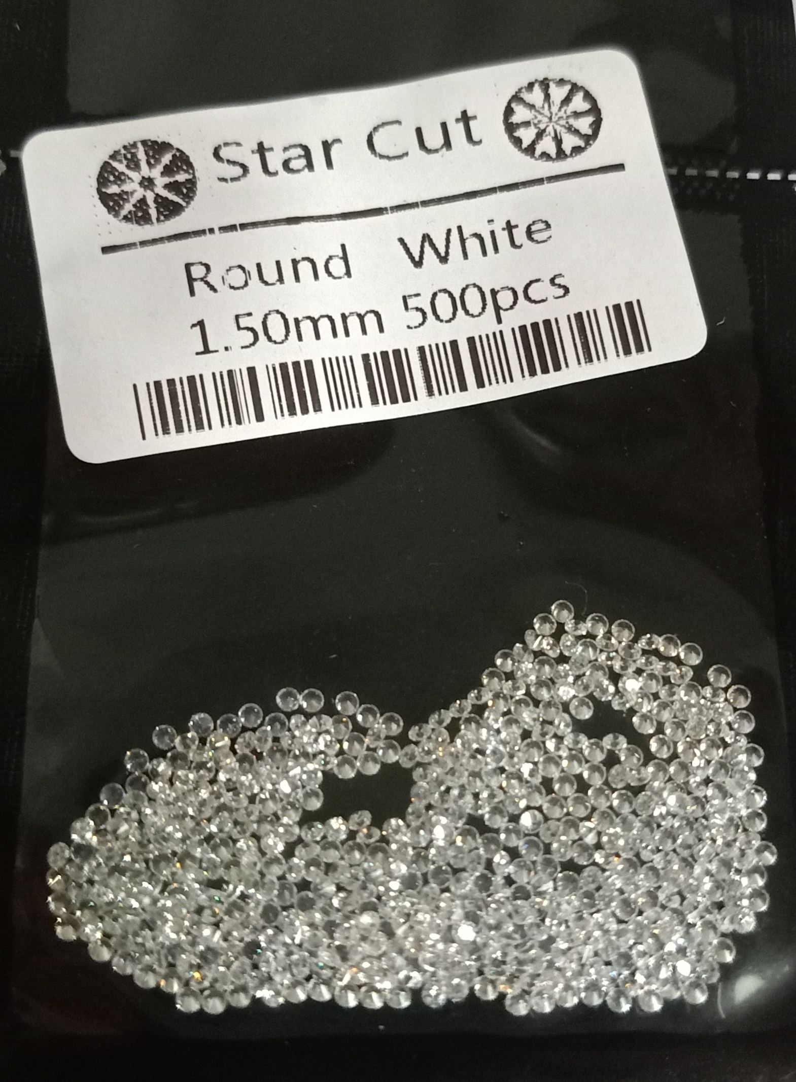 CZ 1,5MM WHITE STAR CUT (500 pcs)