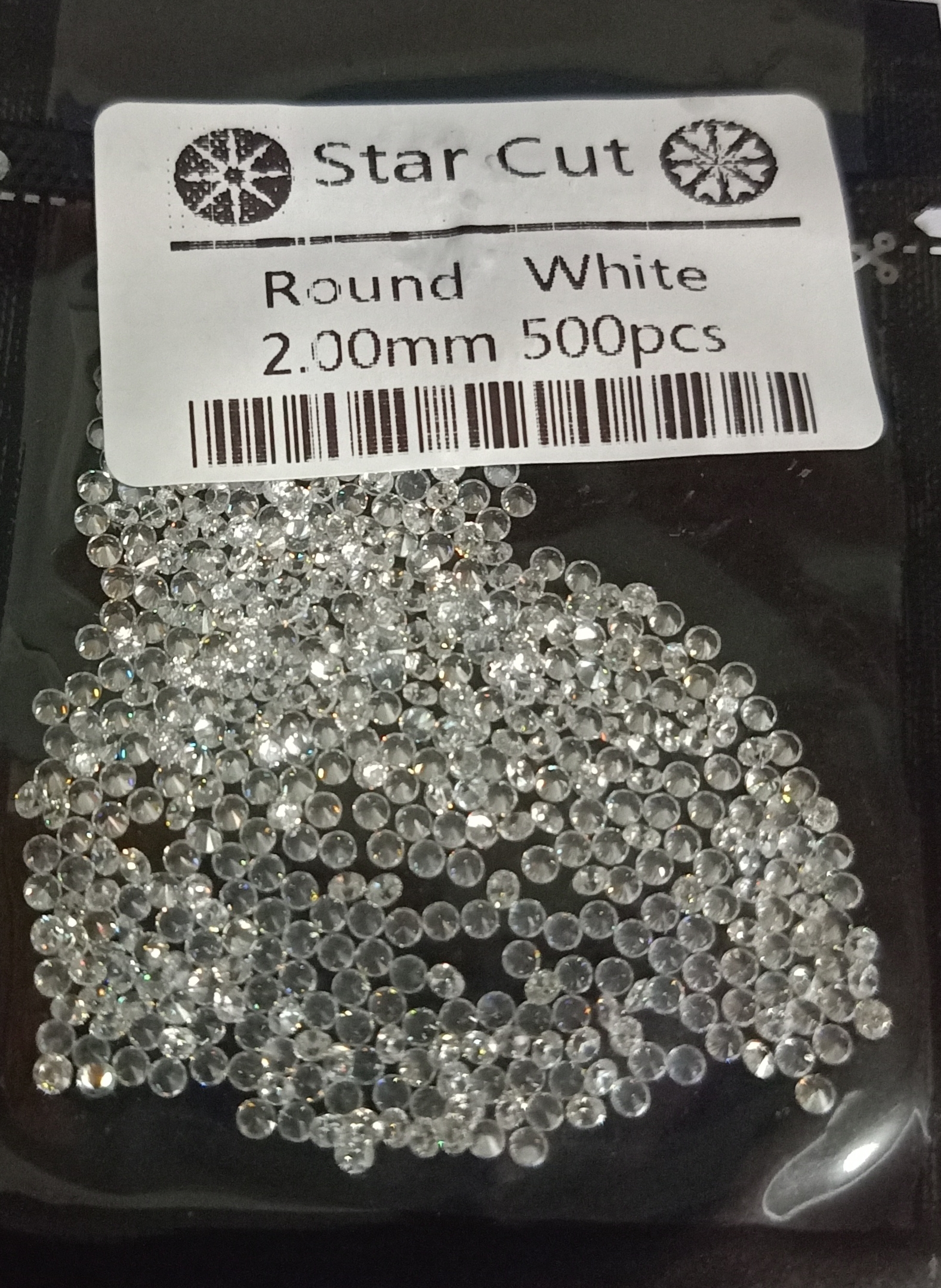 CZ 2MM WHITE STAR CUT (500 pcs)