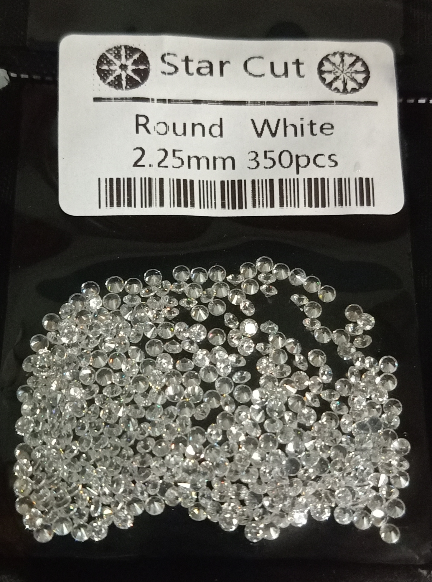 CZ 2,25MM WHITE STAR CUT (350 pcs)