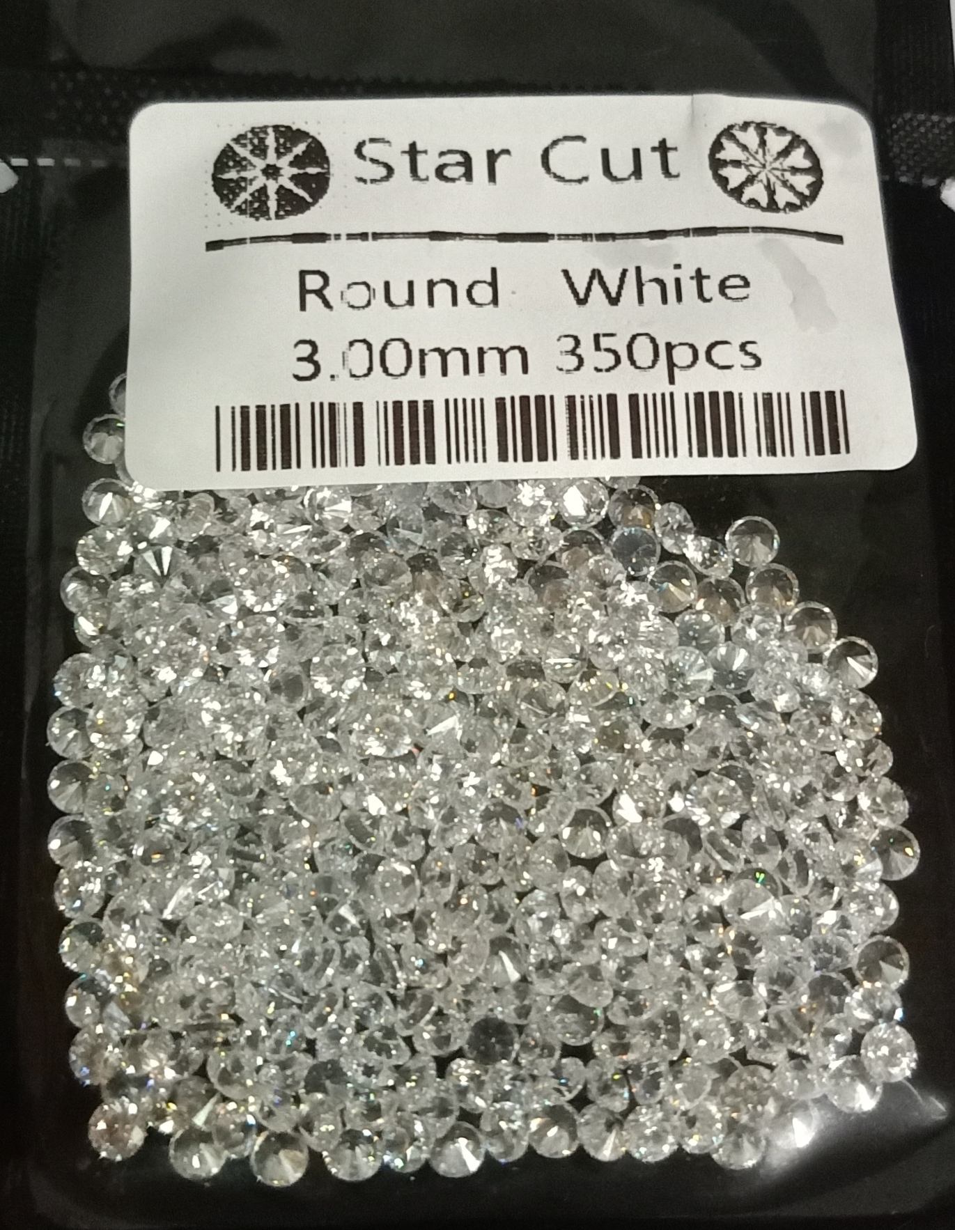 CZ 3MM WHITE STAR CUT (350 pcs)
