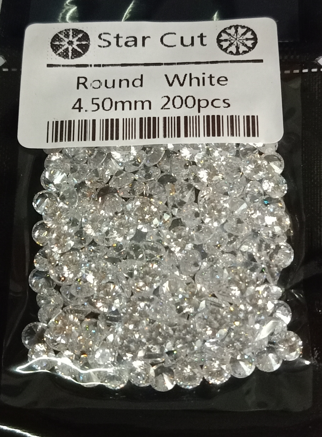 CZ 4,5MM WHITE STAR CUT (200 pcs)