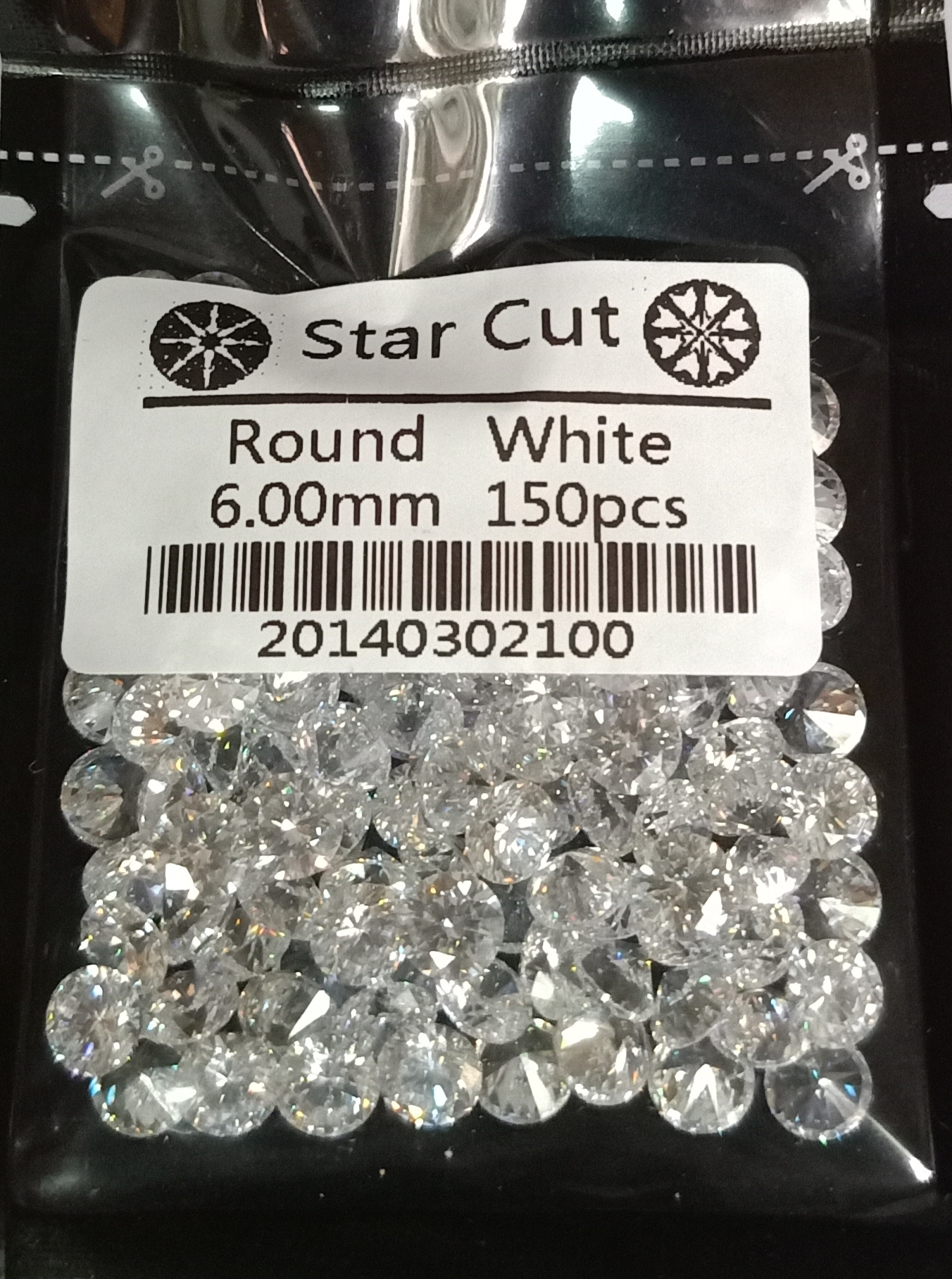 CZ 6MM WHITE STAR CUT (150 pcs)