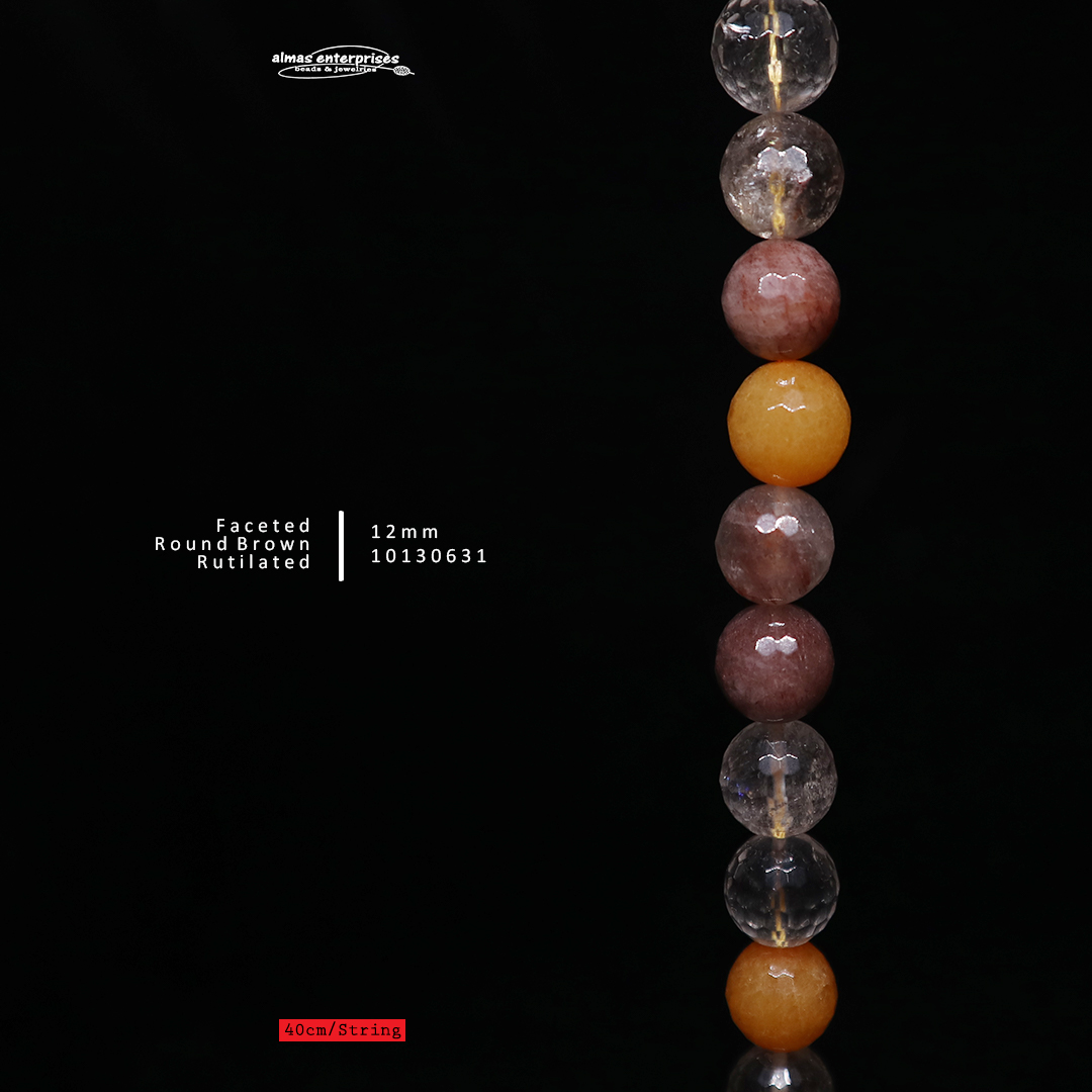 Faceted Round Brown Rutilated