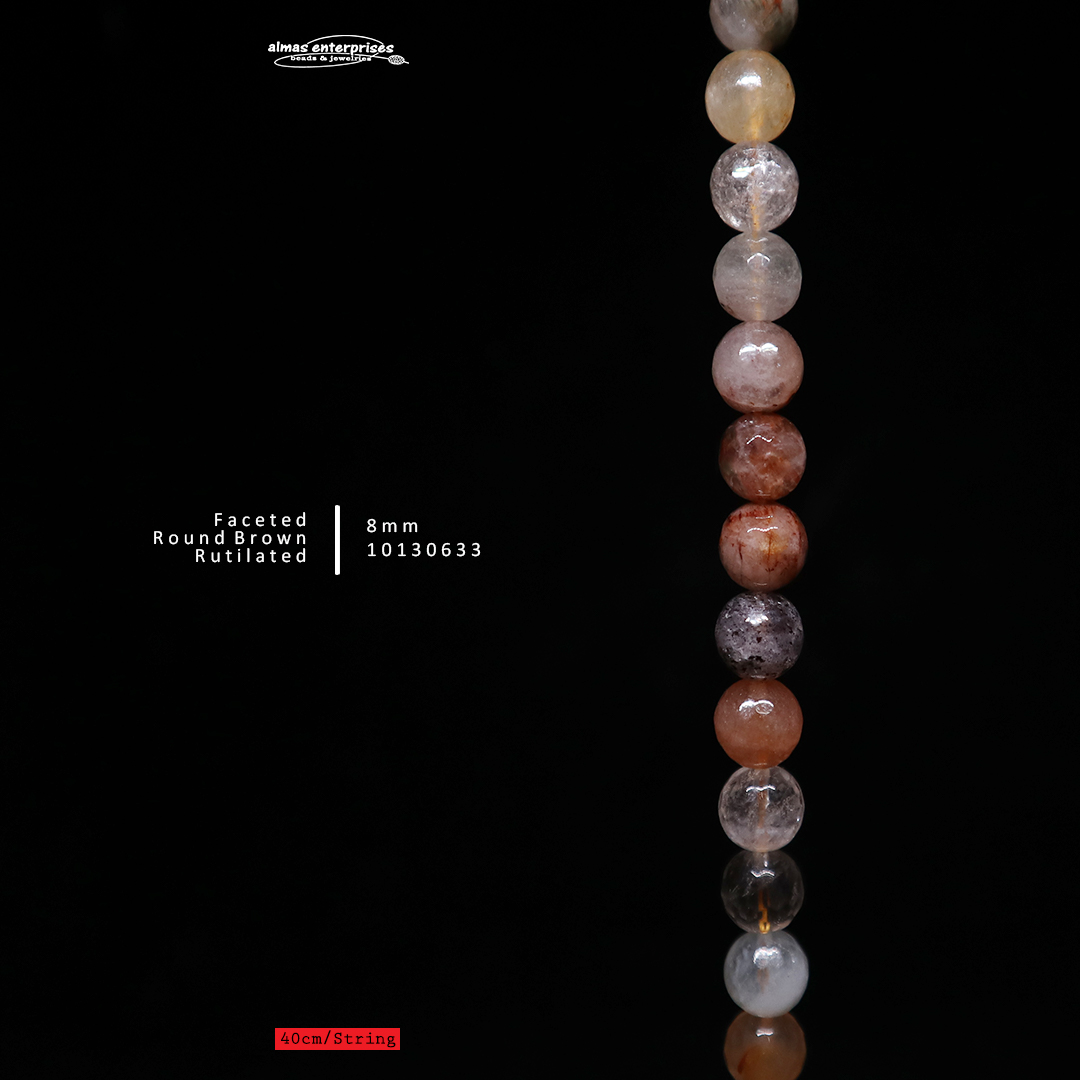 Faceted Round Brown Rutilated