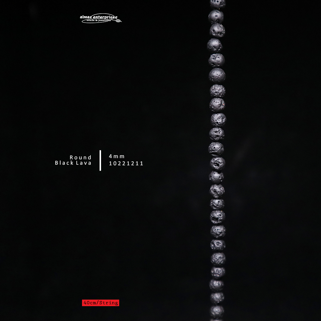 Round Black Lava Beads