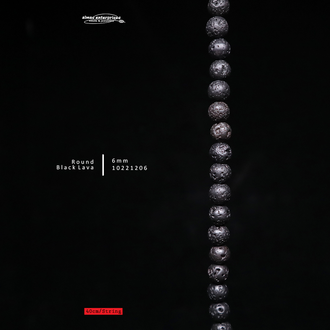 Round Black Lava Beads