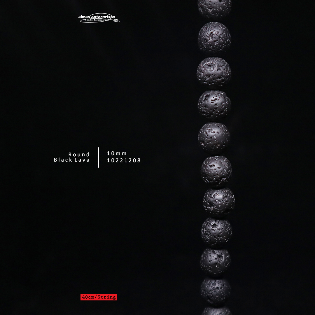 Round Black Lava Beads