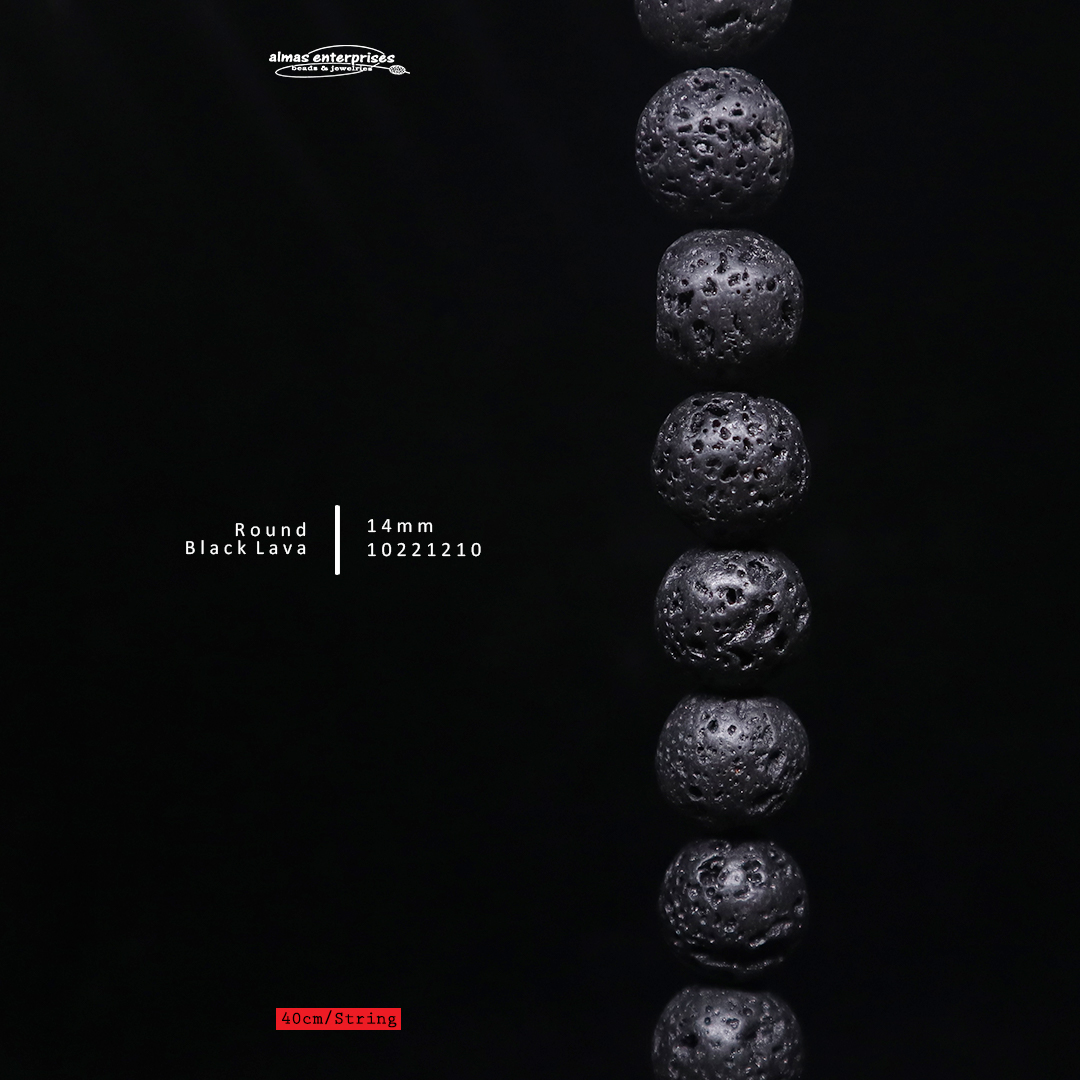 Round Black Lava Beads