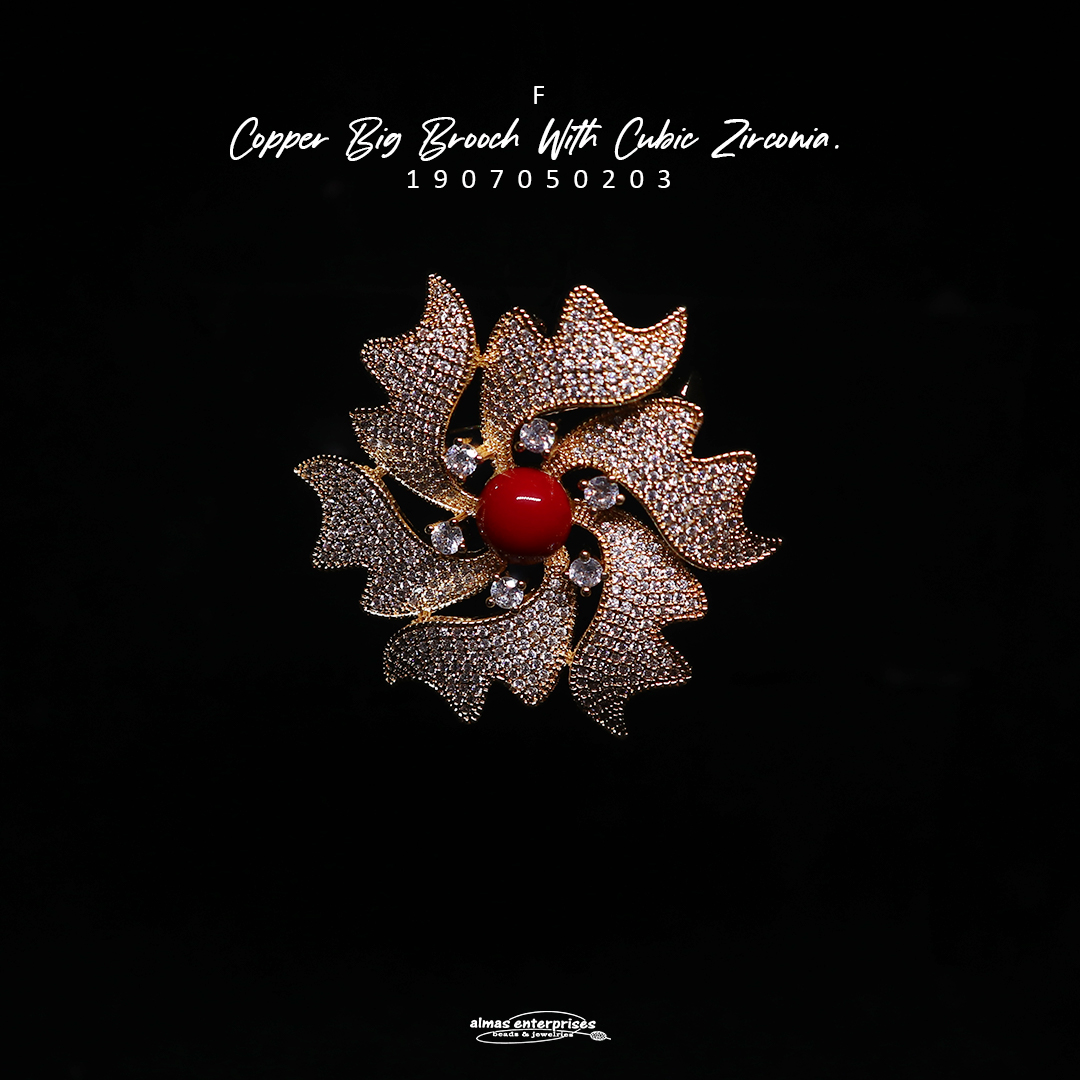 Copper Big Brooch With CZ F